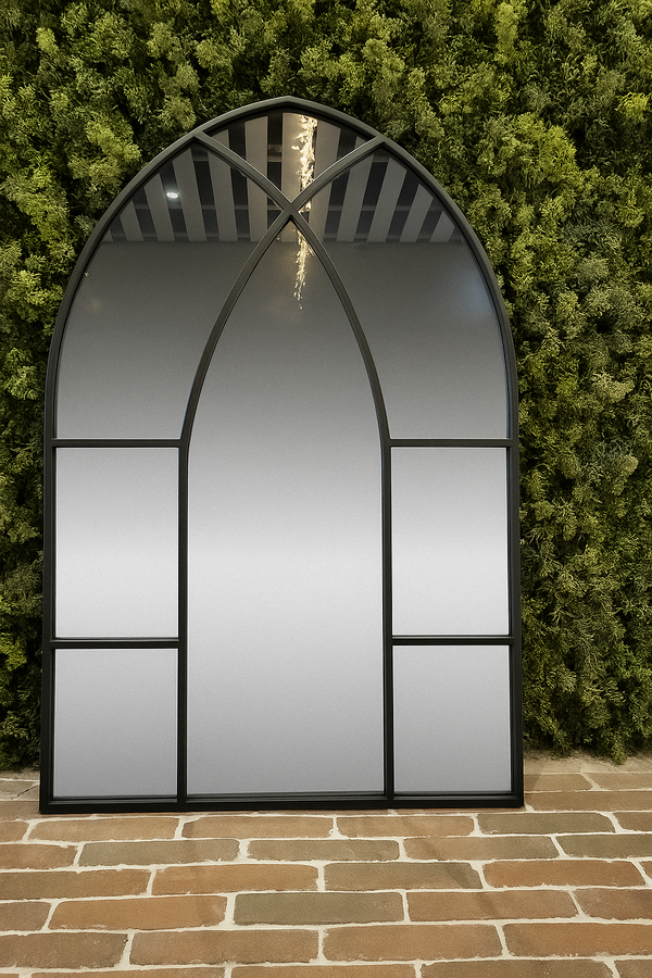 Cathedral Black Window Wall Mirror - Metal Frame