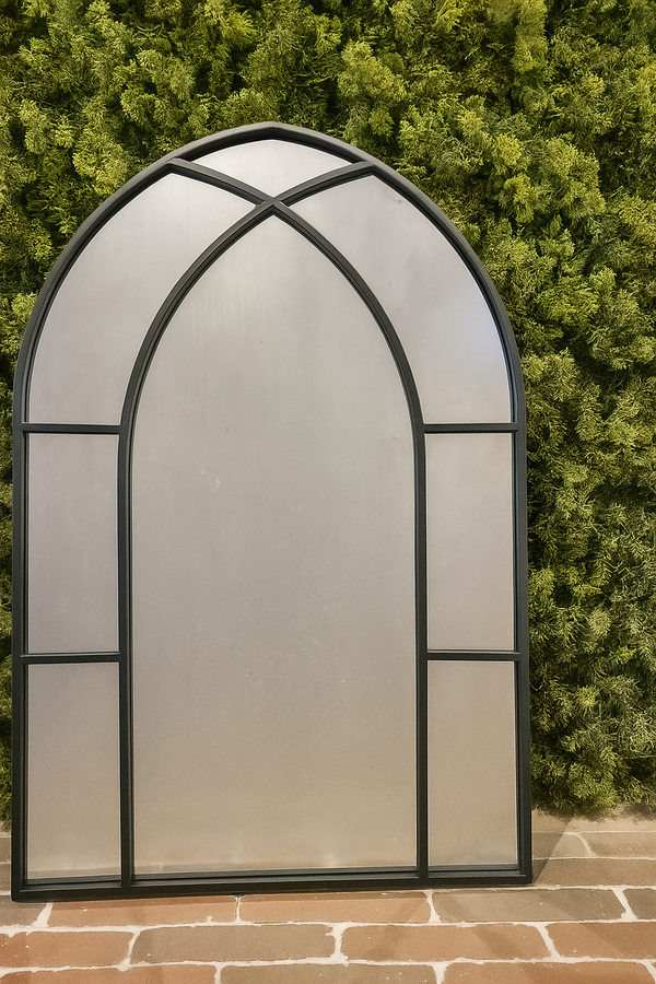 Cathedral Black Window Wall Mirror - Metal Frame