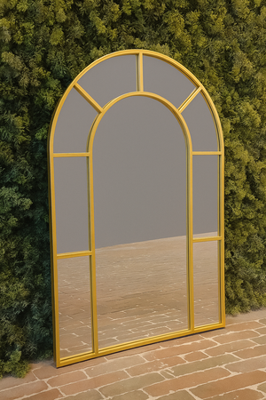 Window Wall Mirror -Gold Metal Frame