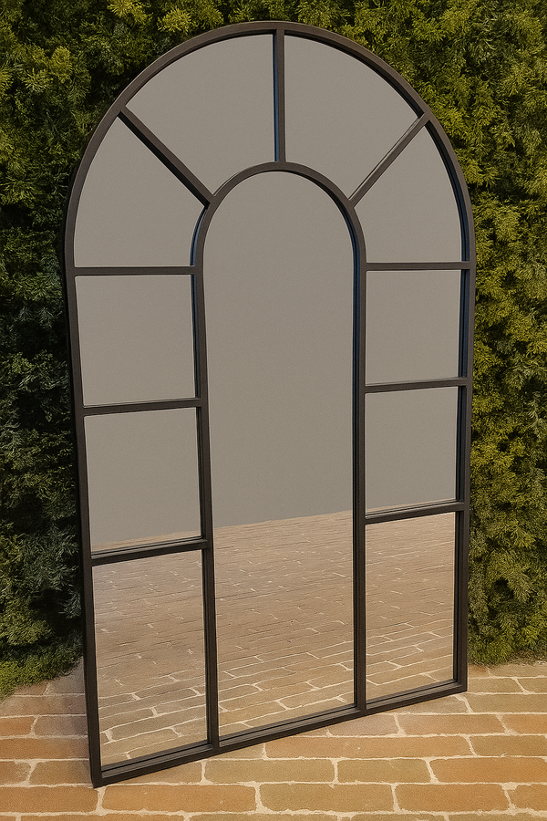 Arched Black Wall Mirror - Metal Frame