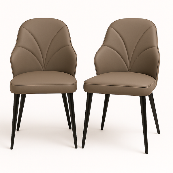 Modern Taupe Faux Leather Dining Chairs (Set of 2)