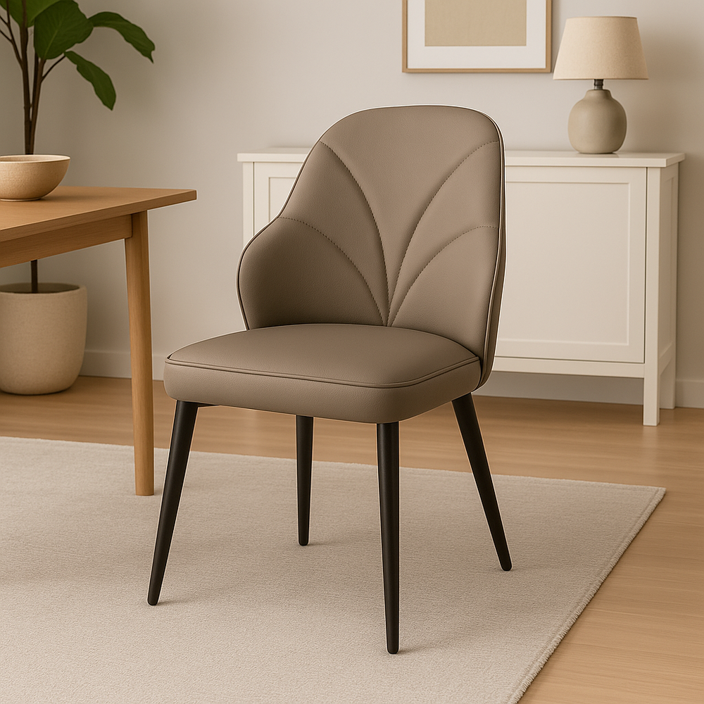 Modern Taupe Faux Leather Dining Chairs (Set of 2)