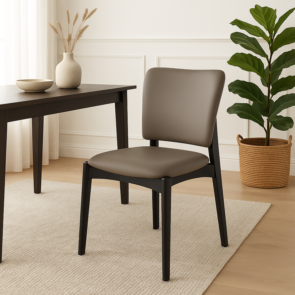 Taupe Faux Leather Dining Chairs (Set of 2)