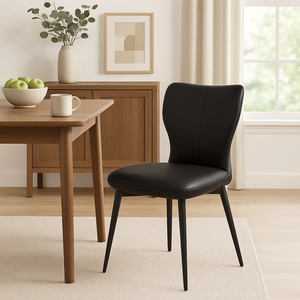 Black Faux Leather Dining Chairs (Set of 2)