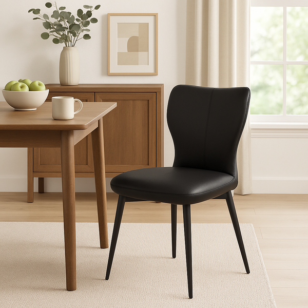 Black Faux Leather Dining Chairs (Set of 2)