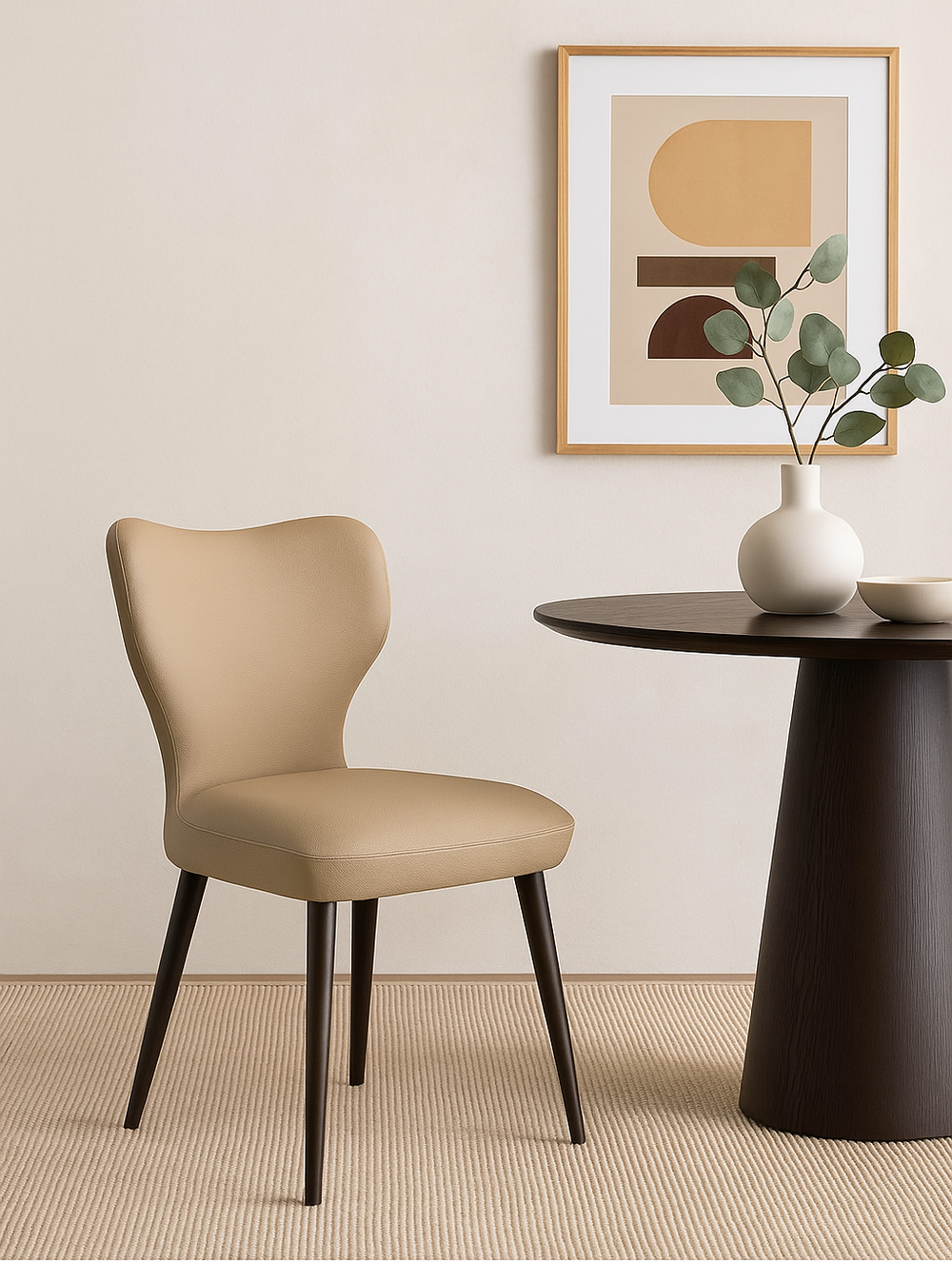 Beige Faux Leather Dining Chairs (Set of 2)