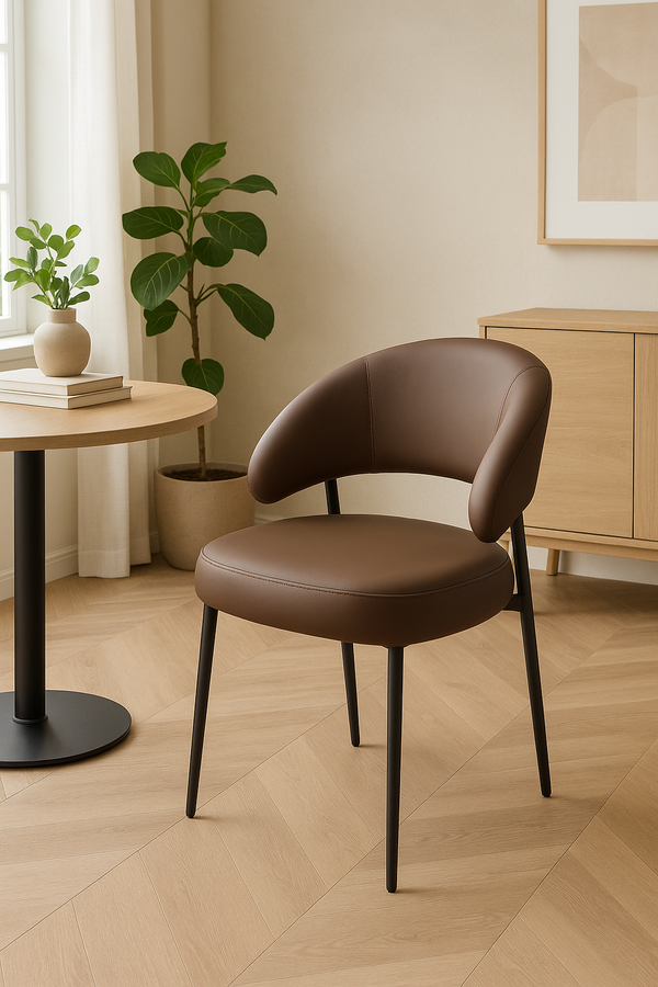Brown Faux Leather Dining Chairs (Set of 2)