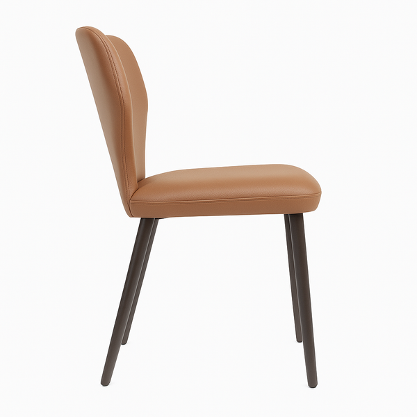 Cognac Brown Faux Leather Dining Chairs (Set of 2)