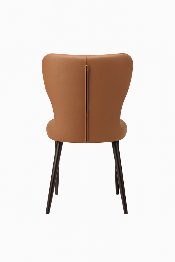 Cognac Brown Faux Leather Dining Chairs (Set of 2)