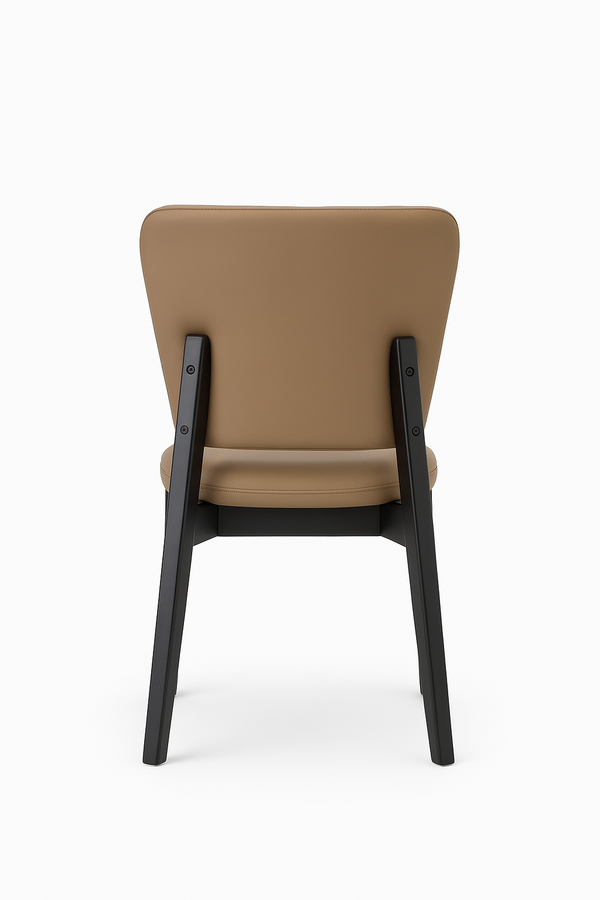 Dark Beige Faux Leather Dining Chairs (Set of 2)