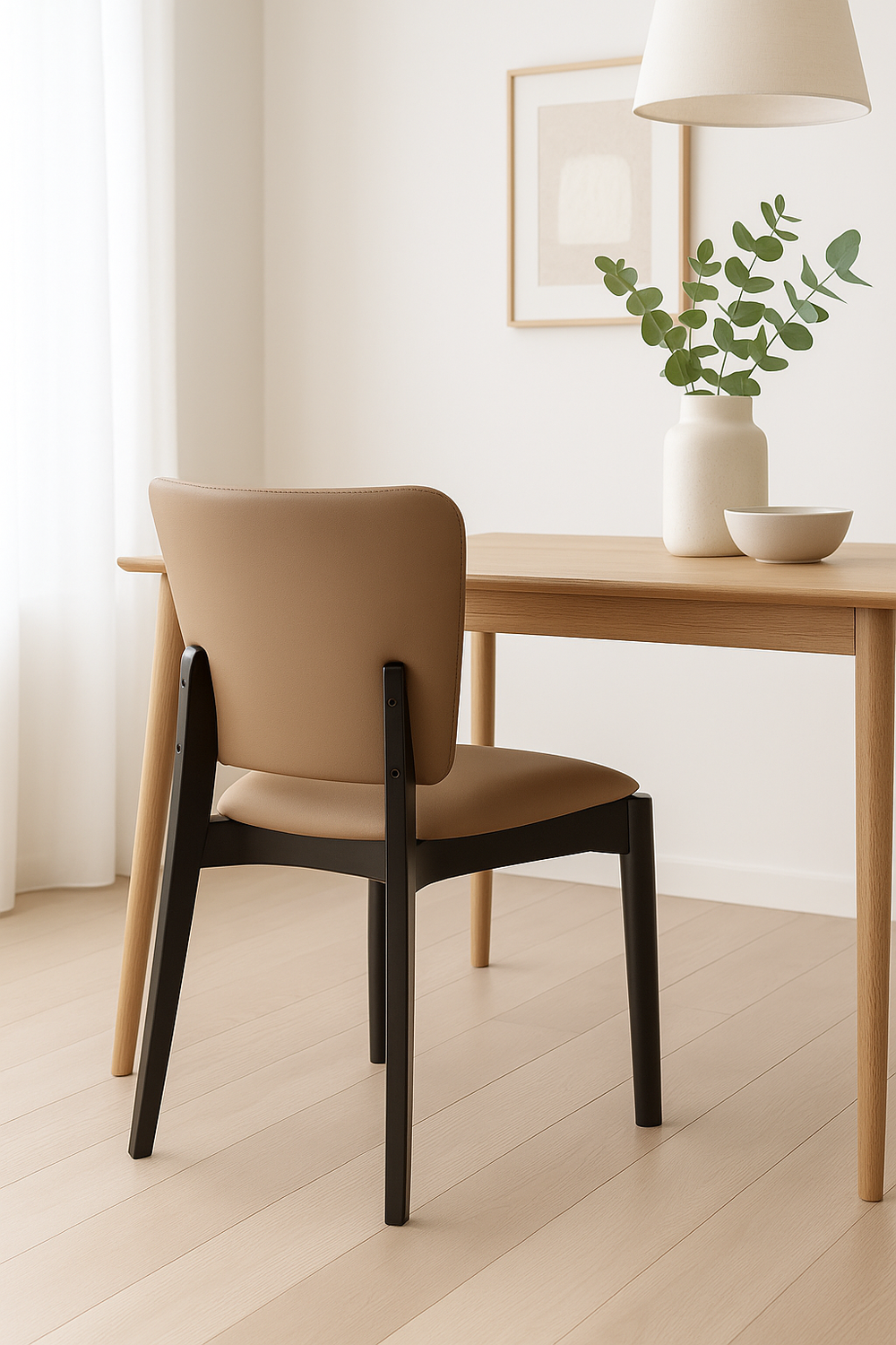 Dark Beige Faux Leather Dining Chairs (Set of 2)