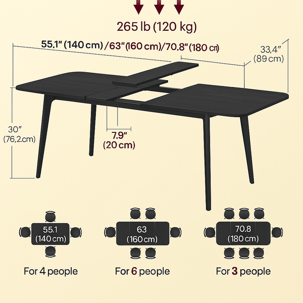 Extendable Dining Table – Heat & Scratch Resistant