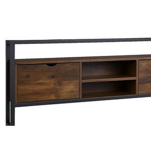 Industrial Metal & Wood Bed Frame - Storage Headboard - Karrari