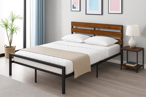 Modern Metal & Wood Bed Frame - Karrari