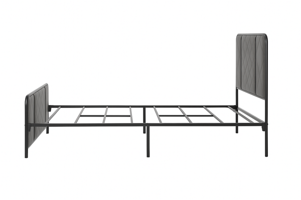 Black Single Bed Frame with Padded Diamond Headboard - Karrari