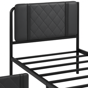 Black Double Bed Frame with Padded Diamond Headboard - Karrari