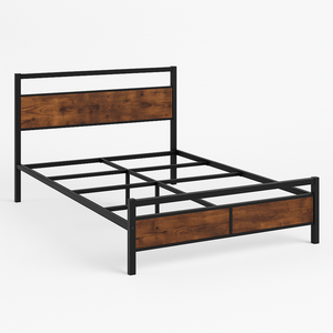 Industrial Metal & Wood Bed Frame - Karrari