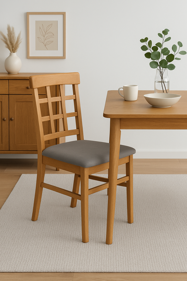 Rustic Wooden Dining Chair with Cushioned Seat