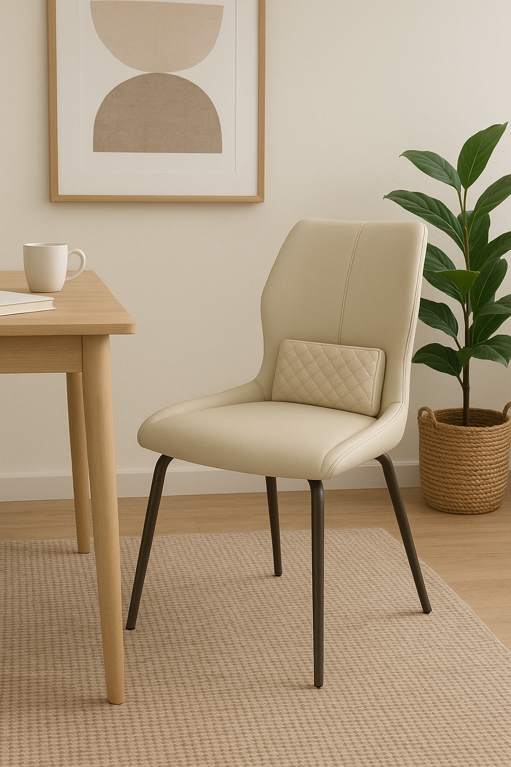 Cream Upholstered Dining Chairs (Set of 2)