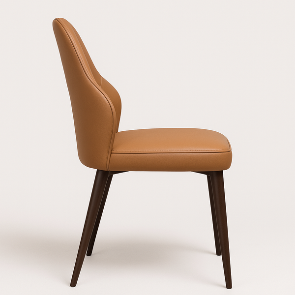 Modern Faux Leather Dining Chairs – Camel Brown (Set of 2)