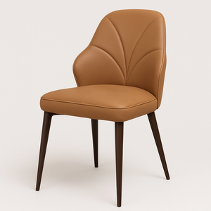 Modern Faux Leather Dining Chairs – Camel Brown (Set of 2)