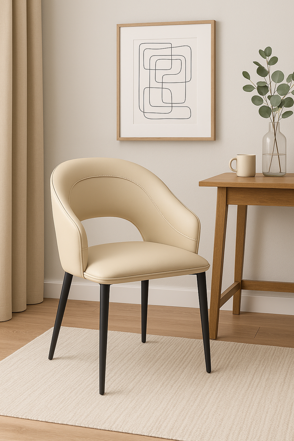 Creamy Curved-Back Dining Chairs (Set of 2)