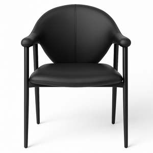 Black Faux Leather Dining Chairs with Armrests (Set of 2)