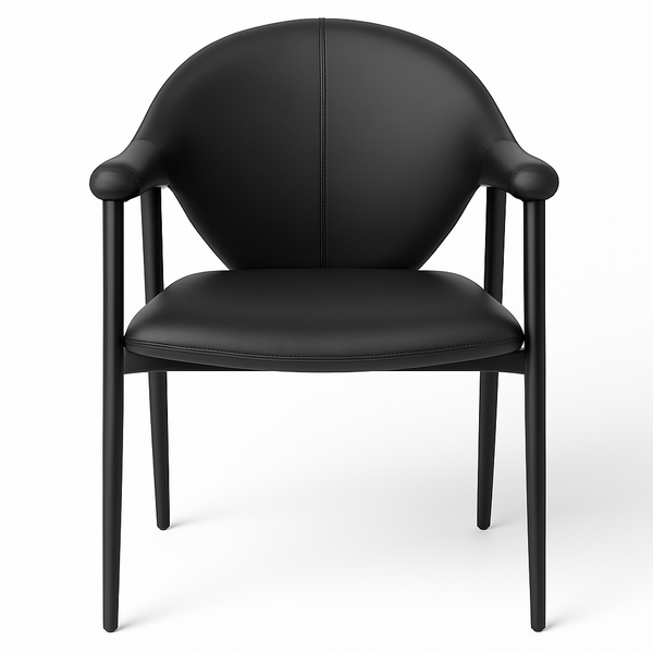 Black Faux Leather Dining Chairs with Armrests (Set of 2)