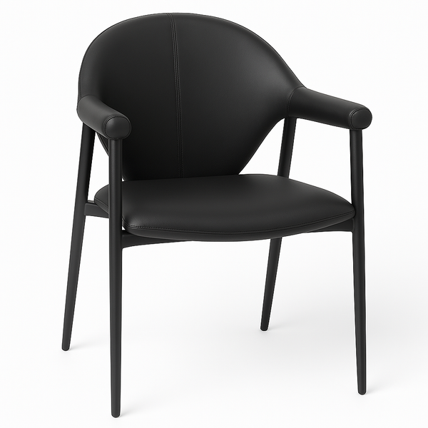Black Faux Leather Dining Chairs with Armrests (Set of 2)