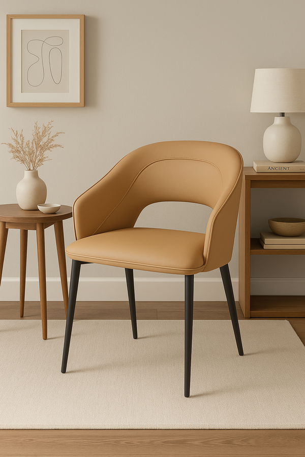 Tan Curved-Back Dining Chairs (Set of 2)