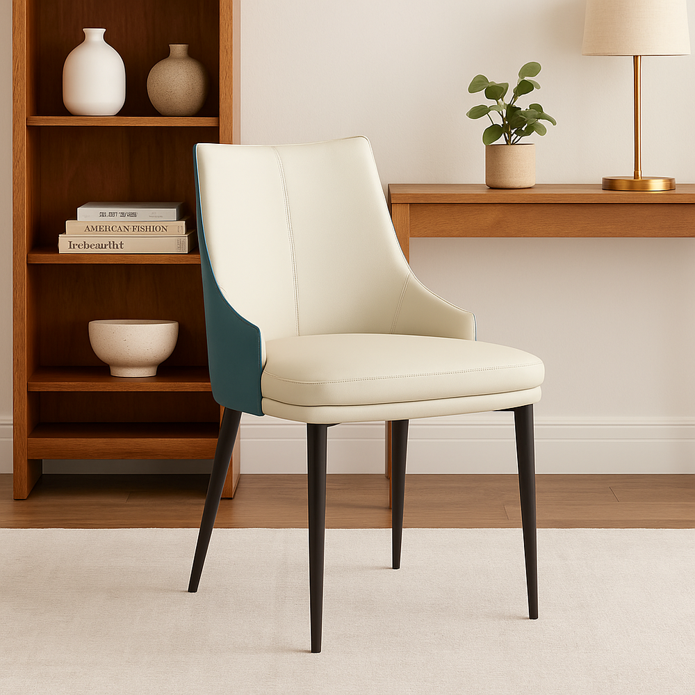 Teal & Cream Upholstered Dining Chairs (Set of 2)
