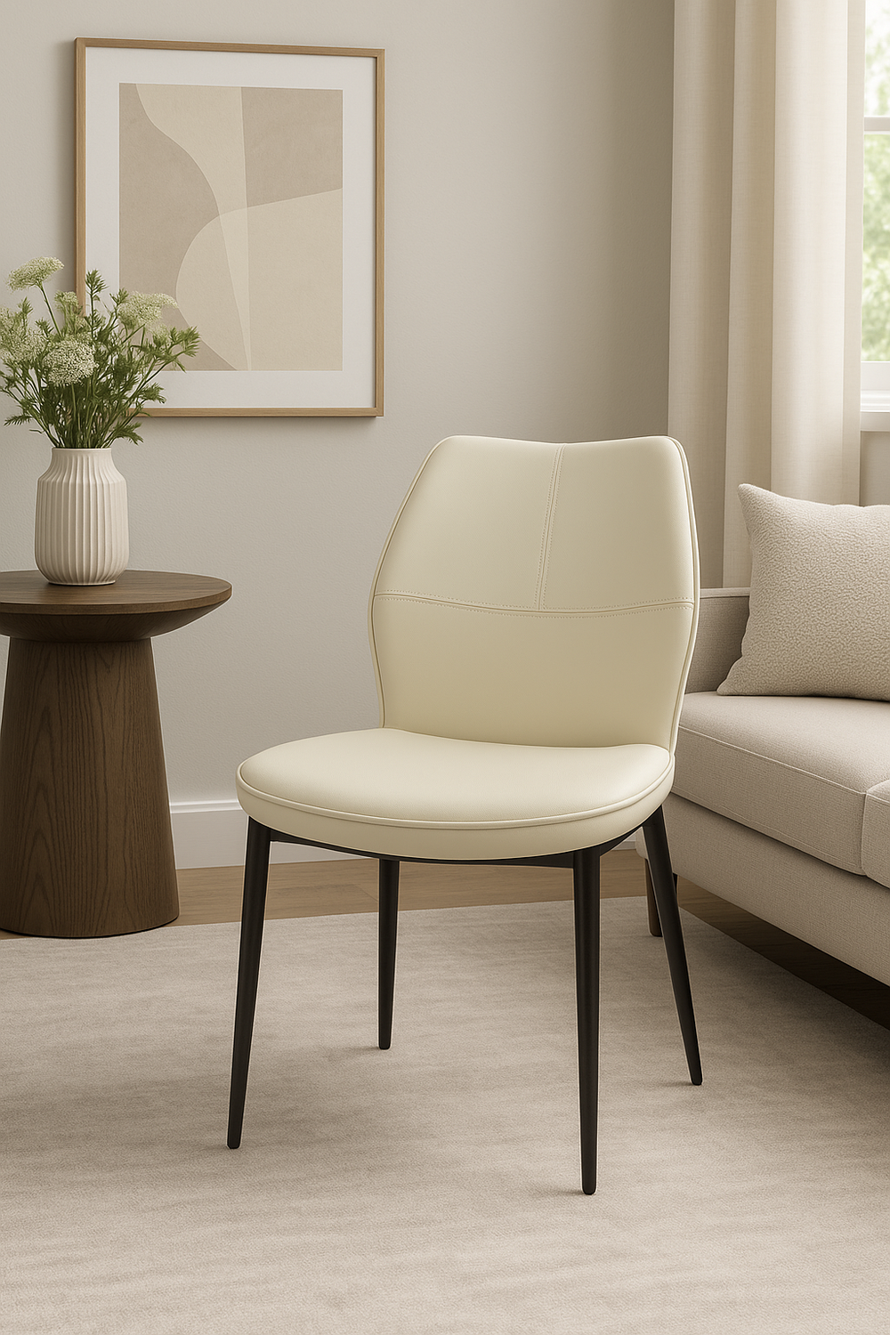 Creamy White Upholstered Dining Chairs (Set of 2)