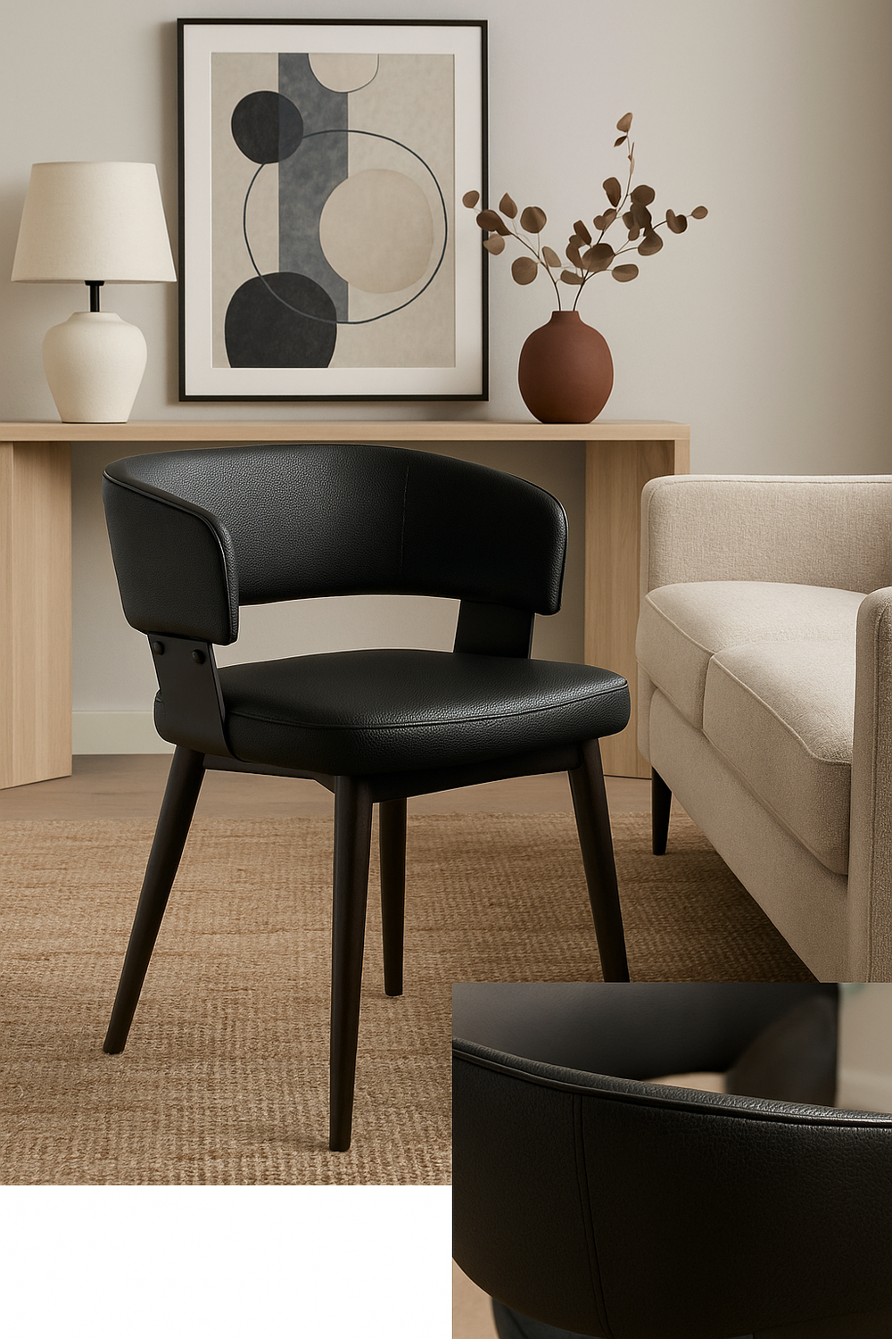 Black Faux Leather Dining Chairs (Set of 2)