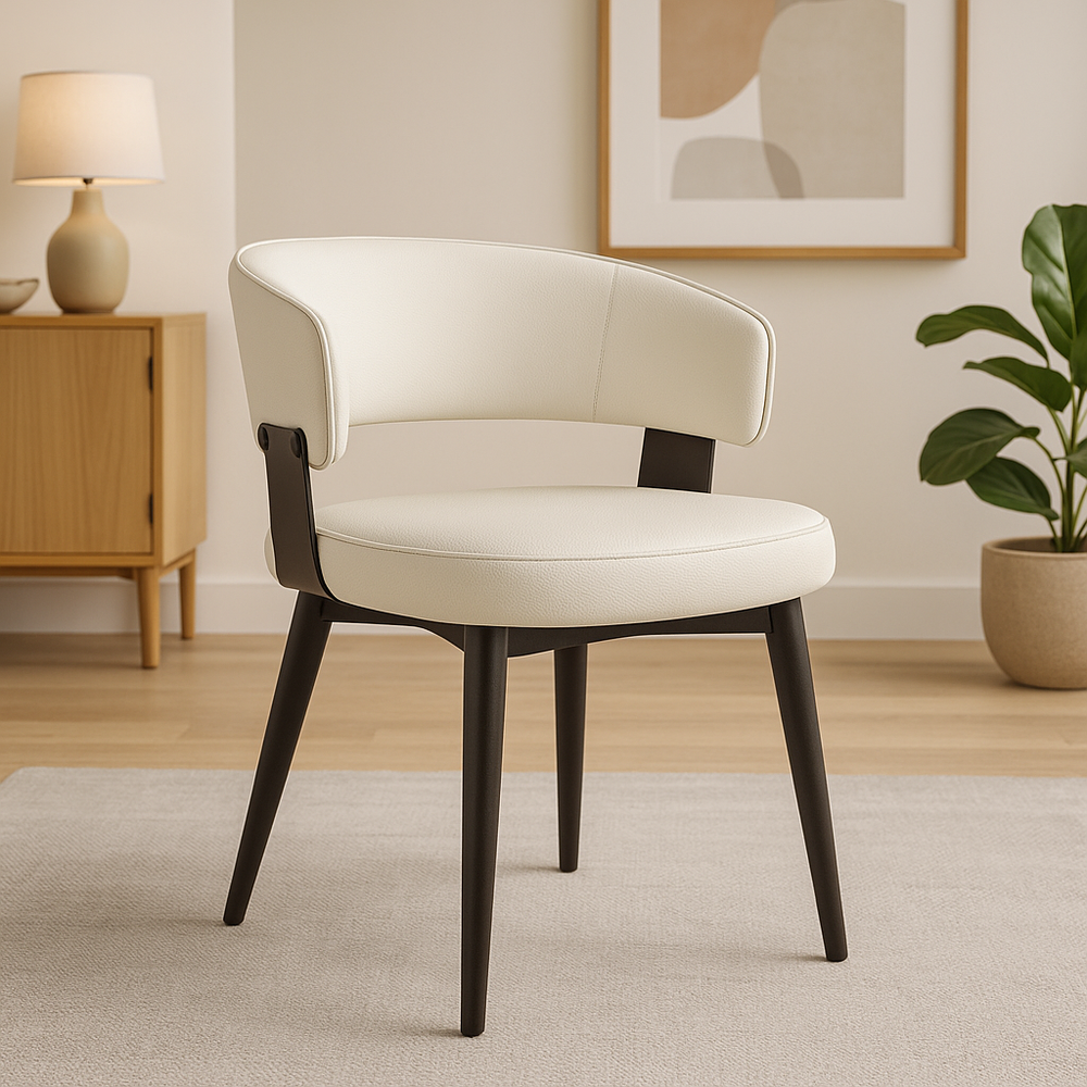 Creamy White Faux Leather Dining Chairs (Set of 2)