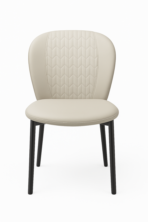 Cream Modern Dining Chairs - Quilted Backrest (Set of 2)