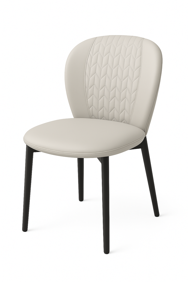 Cream Modern Dining Chairs - Quilted Backrest (Set of 2)