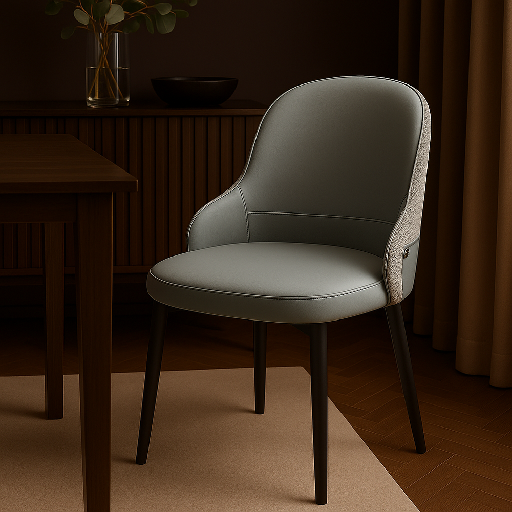 Light Blue & Grey Dining Chairs – Faux Leather (Set of 2)