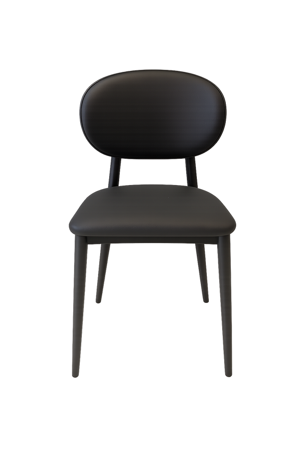 Black Faux Leather Dining Chair - Curved Backrest (set of 2)
