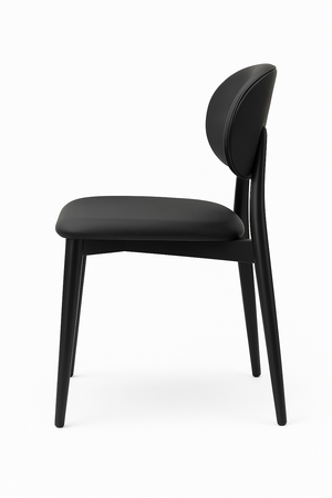 Black Faux Leather Dining Chair - Curved Backrest (set of 2)
