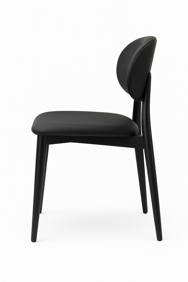 Black Faux Leather Dining Chair - Curved Backrest (set of 2)