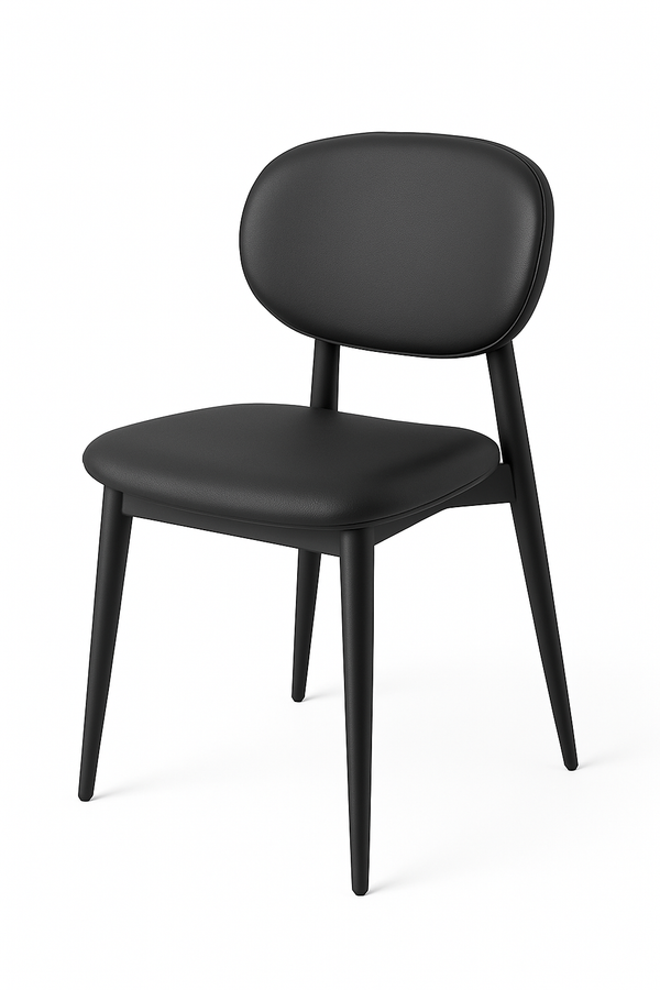 Black Faux Leather Dining Chair - Curved Backrest (set of 2)