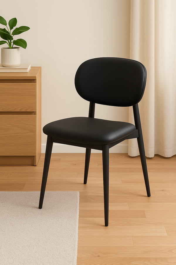 Black Faux Leather Dining Chair - Curved Backrest (set of 2)