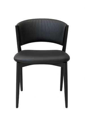 Black Faux Leather Dining Chairs - Curved Ribbed (Set of 2)