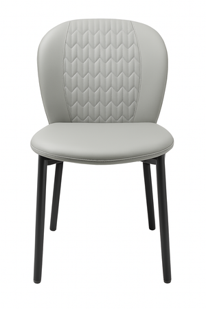 Grey Faux Leather Dining Chairs - Quilted Backrest (Set of 2)