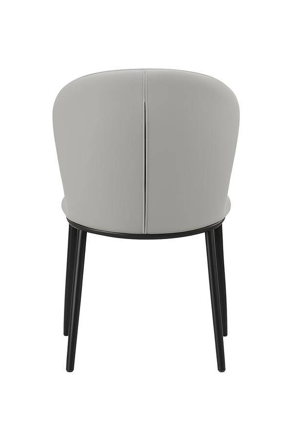 Grey Faux Leather Dining Chairs - Quilted Backrest (Set of 2)