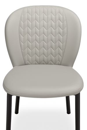 Grey Faux Leather Dining Chairs - Quilted Backrest (Set of 2)