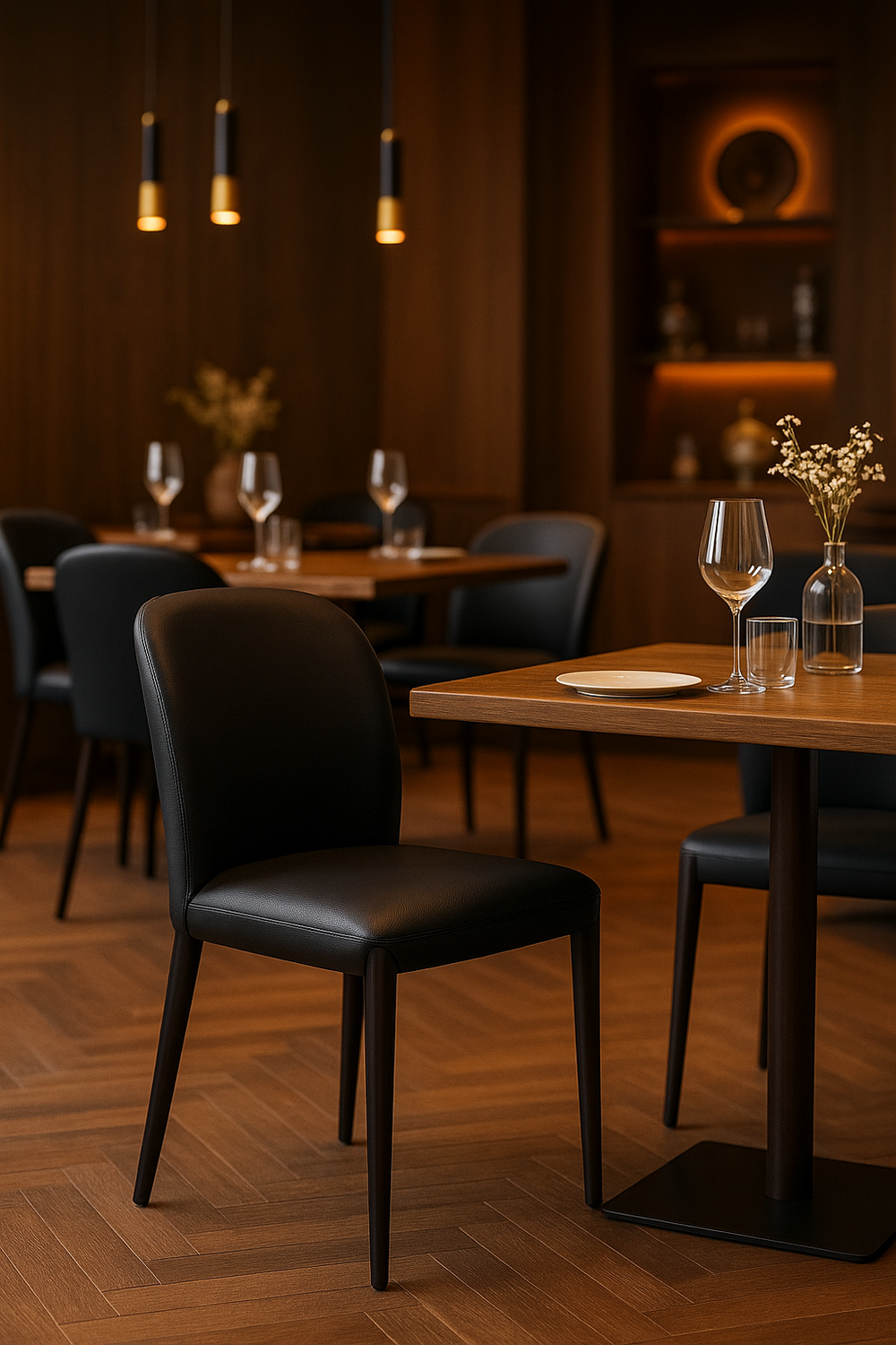 Modern Black Faux Leather Dining Chairs (Set of 2)