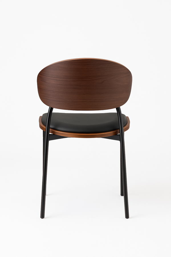 Walnut and Black Faux Leather Dining Chairs (Set of 2)