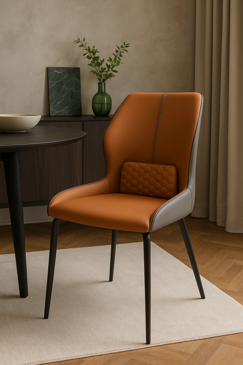 Tan Upholstered Dining Chairs (Set of 2)