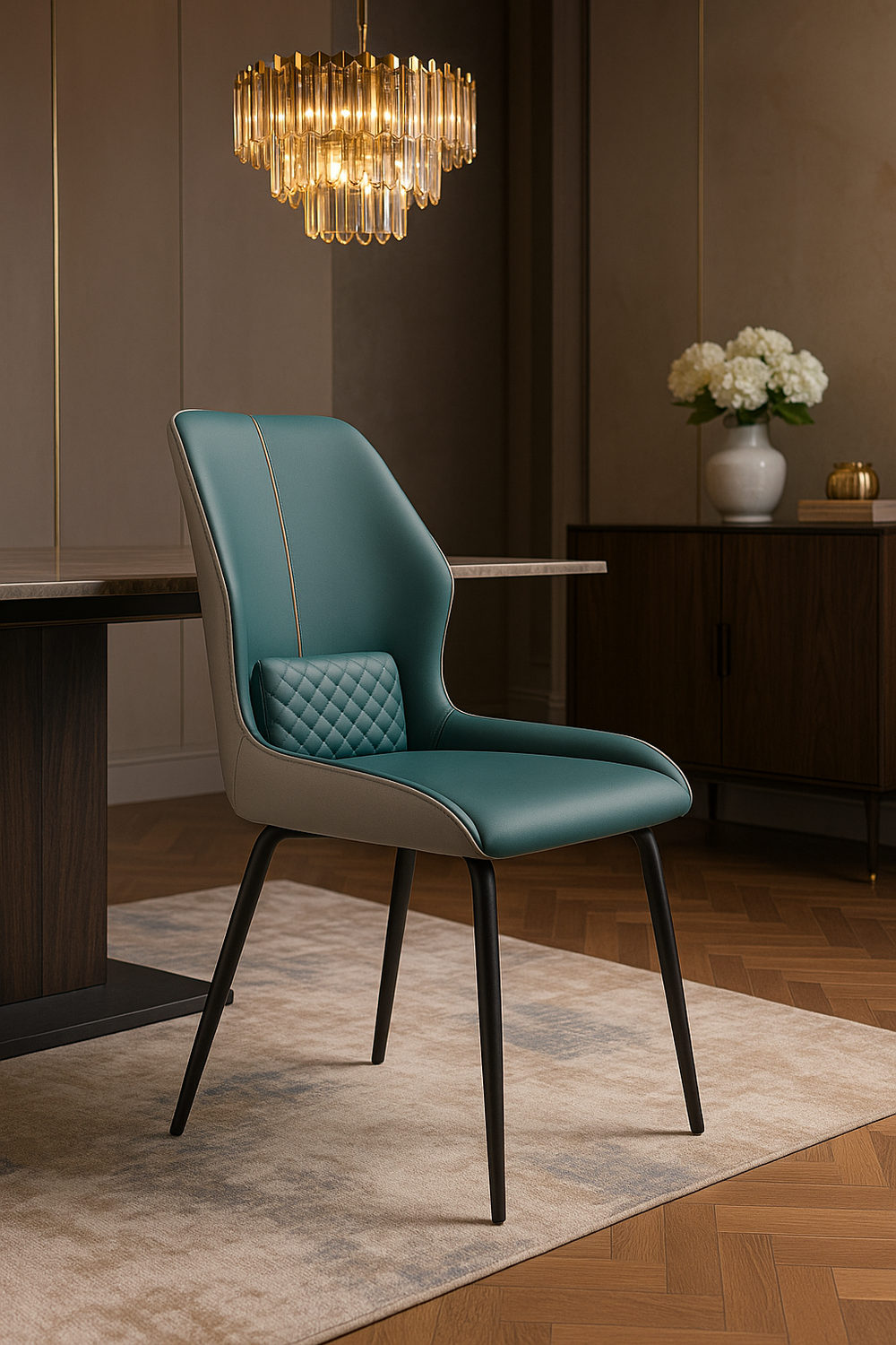 Teal Upholstered Dining Chairs (Set of 2)